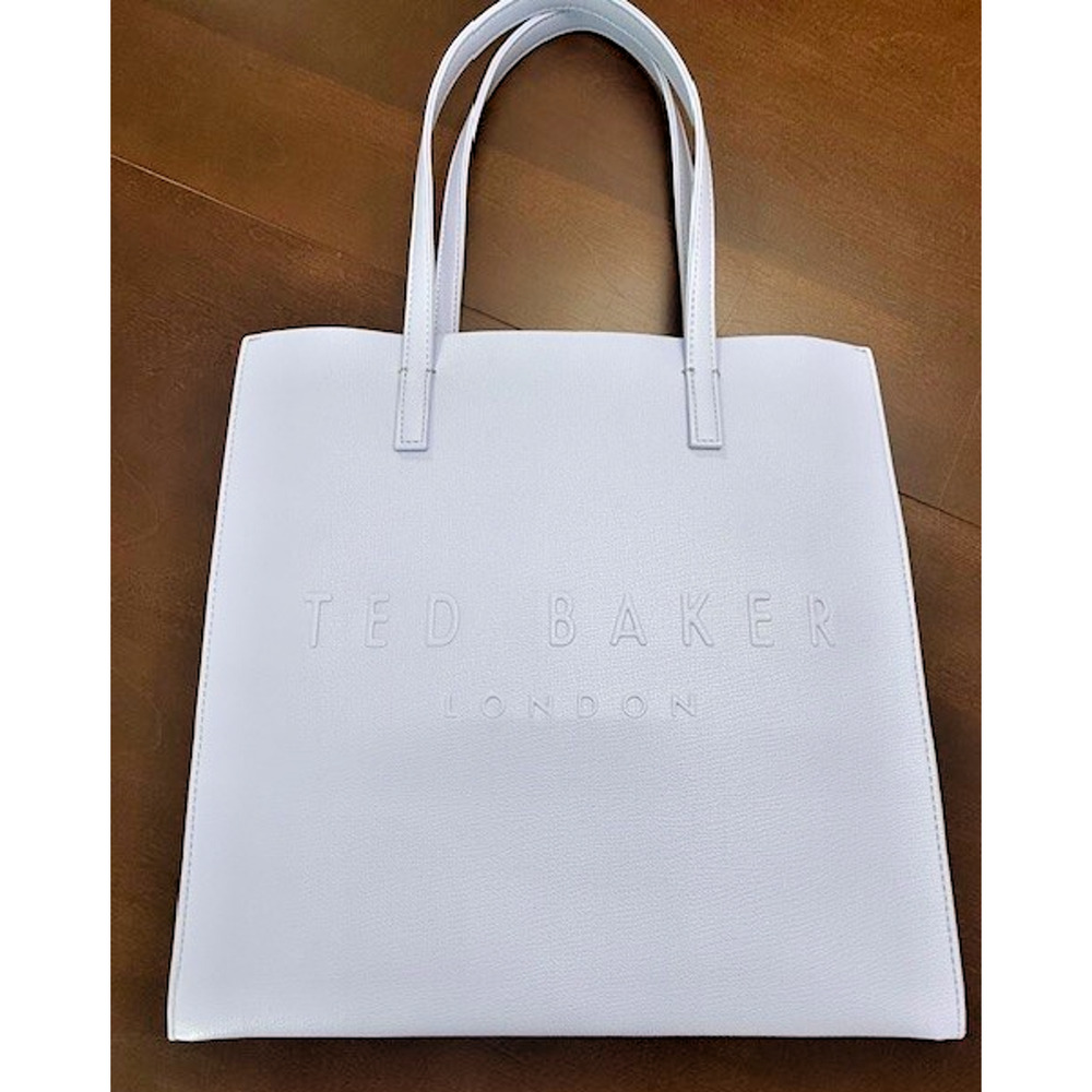 New Ted Baker London The ICON Soocon Light Blue Medium Faux Leather Tote Bag - Picture 3 of 9